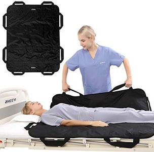 ZHEEYI Positioning Bed Pad with Handles, Patient Sheet for Lifting, Transfers, Turning, and Repositioning in Beds - Reusable, Washable, Black (48" x 40")