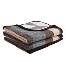 Alpaca Warehouse Alpaca Sheep Wool Blanket King/Full-Queen/Twin Size Thick Heavyweight Comfortably Warm - Great for Outdoor Use - Striped Design (Beige/Brown/Gray, Full/Queen)