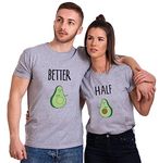 Couple Shirt for Him&Her Funny Couple T-Shirt Better&Half Summer 1 Piece, Grey-better, X-Large