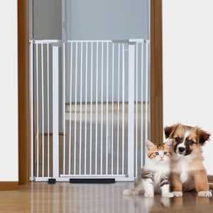 Cat Gate for Doorway, Tall Cat Gate, White, 51” High, 30-41 Inches Wide