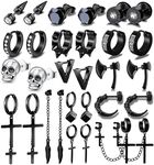 15 Pairs Earrings for Men, Fashion 