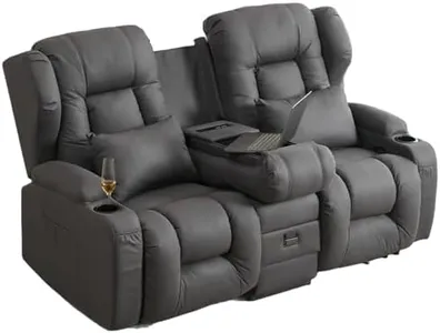 OQQOEE RV Loveseat Recliner Sofa with Console, Manual Wall Hugger Reclining Couch, RV Theater Seating with Cup Holders & Hidden Storage for Camper Furniture, Living Room (Dark Gray, 67.6")
