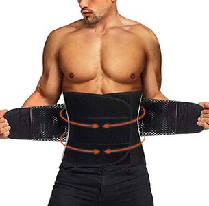 TAILONG Neoprene Waist Trimmer Ab Belt for Men Waist Trainer Corset Slimming Body Shaper Workout Sauna Hot Sweat Band (Black with Band, XX-Large)