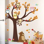 Pumkins Colorful Animals Jungle Safari Woodland Bear Monkey Owl Tree Wall Sticker Kids Color Learning Wall Decal Animal Vinyl Stickers Kids Play Room Nursery Classroom Bedroom