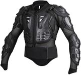 Motorcycle Protective Jacket Full Body Armor, Spine Chest Protection Gear for Sport Motocross MTB Racing (Black without Knee, XL)