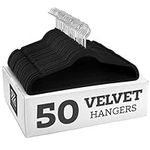 Zober Velvet Hangers 50 Pack - Heavy Duty Black Hangers for Coats, Pants & Dress Clothes - Non Slip Clothes Hanger Set - Space Saving Felt Hangers for Clothing