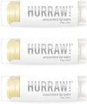 Hurraw! Unscented Lip Balm, 3 Pack: Organic, Certified Vegan, Cruelty and Gluten Free. Non-GMO, 100% Natural Ingredients. Bee, Shea, Soy and Palm Free. Made in USA