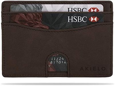 AKIELO Tarjetero Minimalista Bloqueo RFID con Caja Regalo – Cartera Tarjetero de Hombre – Cartera de Hombre Fina y Compacta (Echo - Edición Moca Oscura