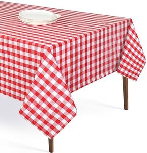 Softopia Cotton Gingham Buffalo Check 60"x84" Tablecloth 100% Cotton Washable Rustic Rectangle Table Cover Decorative for Gifts, Dining, BBQ, Buffet Parties & Camping - Red