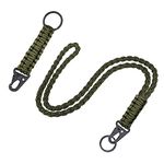 2 Pcs Heavy Duty Paracord Lanyard Braided Keychain Lanyard Parachute Rope Necklace Keychains with Metal Clip and Key Ring for ID Card Badge Holder, Camera, Whistle and Key - Long and Short Size