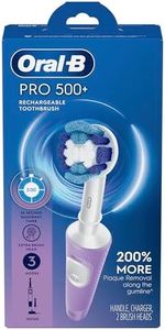 Oral-B Pro 500 + Electric Toothbrush with (1) Precision Clean Brush Head and (1) Sensitive Clean Brush Head, Rechargeable, Lilac