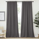 NICETOWN Grey Blackout Curtain Panels for Bedroom - Solid Insulating Energy Saving Rod Pocket Blackout Drapes for Hall/Villa, 52 x 108 Inch, 2 Pcs