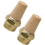 Zorfeter 2pcs Pneumatic Brass Exhaust Muffler Filter, 1/2" NPT Male Thread Hex Sintered Silencer Air Line Fitting