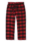 Aeslech Boy's Cotton Woven Plaid Pyjamas Bottoms, Tartan Soft Flannel Sleepwear Lounge Pants Black Red Tag 150-9-10 Years