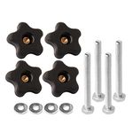 POWERTEC 71070V T Track Knob Kit w/ 5 Star Knob, 1/4-20 Threaded Bolts and Washers, 12 Piece Set, T Slot Bolts, T Track Accessories for Woodworking Jigs and Fixtures