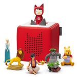 tonies Toniebox Disney Mega Bundle Incl. 1 Creative 5 The Lion King, Aladdin, Jungle Book, Winnie The Pooh, and Frozen, Kid's Gifts, Screen-Free Music Player for Kids, Learning Toys, Red