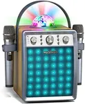 MASINGO Karaoke Machine for Adults and Kids with 2 Wireless Microphones, Portable Singing PA Speaker System Set with 2 Bluetooth Mics, Disco Ball Party Lights & TV Cable, Ostinato M7