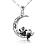 Panda Necklace Sterling Silver Cute Origami Panda I love You to The Moon And Back Pendant Necklace Mother's Day Gifts for Women Wife Mom