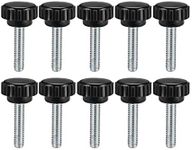 uxcell M6 x 30mm Metric Male Thread Knurled Clamping Knobs Grip Thumb Screw on Type Hand Clamping Handle Bolt with Plastic Knobs Black 10 Pcs