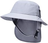 Generic Lightweight Surf Bucket Hat with Chin Straps Wide Brim Neck Flap Cover Hat for Boating, Tourism, Fishing, Adults Unisex, Women Men, Gray