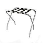 Chrome Folding Luggage Rack and Suitcase Stand- Durable Folding Bag Holder with Black Nylon Straps by Lavish Home