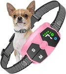 Dog Bark Collar, JeaTone Bark Collar for Large Medium Small Dogs, Smart Anti Barking Collar with 7 Adjustable Sensitivity, IPX7 Weatherproof, 4 Training Modes, Pink
