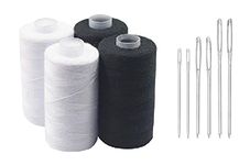 SNNP 800M Strong and Durable Sewing Threads for Clothes Sewing Accessories White Black with 6 Pcs Steel Sewing Needle (4)