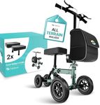 Helavo Knee Scooter with Puncture-Proof, Flat-Free Solid Rubber Tires - Foldable Knee Scooter for Broken Ankle, Foot or Lower Leg Injuries, Compact Crutches Alternative with 2 Knee Pads Included