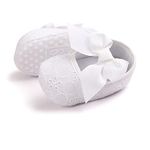 ESTAMICO Baby Girls Princess Lace Soft Sole Cloth Crib Shoes Sneaker White, 3-6 Months