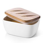 DOWAN Butter Dish, Ceramic Butter Dish with Lid and Butter Holder Container with High-Quality Silicone Sealing for Countertop, Large Butter Dishes Holds up to 3 Sticks, White Butter Keeper