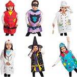 IQ Toys Dress Up Costumes Trunk Set - Firefighter, Chef, Doctor, Clown, Witch, Gotham - Kids Costume Dress Up - 6 Pack