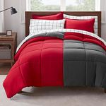 Serta Simply Clean Fluffy 7 Piece Hypoallergenic Reversible Bed in a Bag, Queen, Red