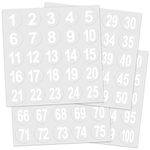 Teling 400 Pcs Sports Helmet Numbers Sticker 1.5 Inches Vinyl Helmet Numbers Decals Self Adhesive Hockey Number Stickers for Helmets Baseball Hockey Football Lacrosse Softball Batting, White Number