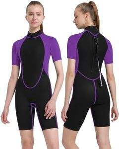 REALON Women's Mens Neoprene Shorty Wetsuit 2mm 3mm Back Zipper Cold Water Thermal Swimsuit for Swimming Surfing Diving Snorkeling
