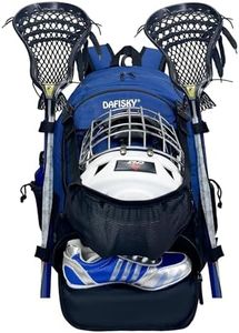 DAFISKY Lacrosse Backpack Field Hockey Equipment Bag,2 Stick Holders,Helmet Holder&Separate Ventilated Shoe Compartment Holds All Lacrosse Gear,Ergonomic Comfort Waterproof Durable for Youth Men Women