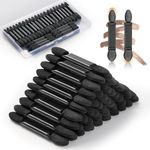 MORGLES 50 PCS Double Ended Eyeshadow Applicators Sticks with Organizer, Disposable Makeup Applicators, Sponge Tip Eye Shadow Brush Bulk.