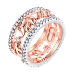 Uloveido Elephant Family Migration Ring Rose Gold Plated Wedding Band Jewellery Best Gift for Women，Glastonbury Festival Jewellery Size Q RA083