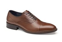 Johnston & Murphy Men’s Stockton Cap Toe Shoes | Round Cap Toe | Lace-Up Dress Shoe for Men | Leather Upper | Comfortable & Classic Footwear Design, Tan Full Grain, 11.5 US