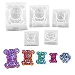 Aabellay Silicone Resin Bear Molds 3D Animal Candy Gummy Casting Epoxy Mould for Handmade Soap Candle Ice Cube Cupcake Topper Decoration – 4 Bears and 1 Bear Paw