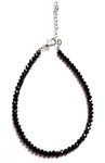 Jyokrish Handmade White metal silver simple Glossy Black Beads Chain Anklet For Women | girls | Nazariya |Payal | Nazar Battu | Single leg |Beadwork | Workwear| Lucky Charms