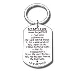 to My Love Keychain Gift for Husband Wife Anniversary Valentines Birthday Boyfriend Girlfriend Jewelry for Him Her Women Men, Silver, Small