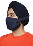 BISMAADH Turban Friendly Adjustable Sticky Strings 5 Layers Anti-Pollution Breathable Dust Cloth Face Mask For Men Pack of 1 (Blue)