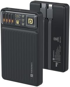Portronics Luxcell Bind Mini 10k 10000mAh Nano Powerbank with 22.5W Fast Charging, in-Built Type C PD(Input & Output) /8 Pin Cable, LED Indicator, USB-A Mach Output, Compatible with Smartphones