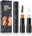 MIRORA Contour Stick, Concealer Contour, Shading Highlighter Stick for Makeup, 2 in 1 effect Face Cosmetics (2 Colors, Lvory, Dark Brown)