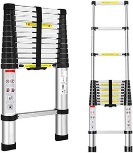 JEEKVISEN Telescoping Ladder 3.2/3.8/4.4/5/5.4/5.8/6.2m Aluminum Telescopic Ladder Collapsible Ladder Multi-Purpose Ladders for Home Loft Roof Ceiling (Telescoping Ladder, 5m)