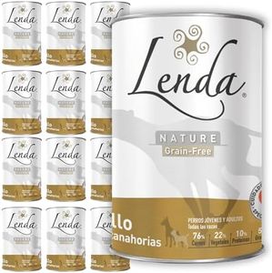 Lenda | Pack de 12 x 400gr Latas de Comida Húmeda para Perros Jóvenes y Adultos |Pollo con Zanahorias | Alimento Completo y Natural para Todas Las Razas - SIN Cereales