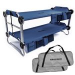 Disc-O-Bed Youth Kid-O-Bunk Benchable Camping Cot with Organizers, Navy Blue