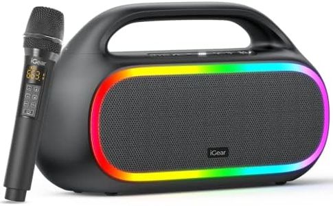 iGear Grape Portable Wireless Speaker with 70W Output, with Wireless Rechargeable MIC, RGB LED's, TWS Mode, Multi-Compatibility Modes, IPX6 Water Resistance, EQ Modes, with Type-C Charging