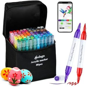 80 Colors Acrylic Paint Pens with Free App, Dual Tip Acrylic Paint Markers with Brush Tip and Fine Tip for Adults, Eggs, Wood, Rock, Canvas, Plastic, Stone, Glass, Ceramic