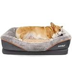 JOYELF Medium Memory Foam Dog Bed, Orthopedic Dog Bed & Sofa with Removable Washable Cover and Squeaker Toys as Gift